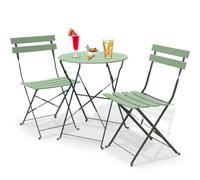 Shally Dogan Lot de 3 pièces de Jardin Pliable modèle Paris, Table avec 2 chaises en Acier, Meubles Peu encombrants pour Bistrot, Balcon, Patio, Terrasse, extérieur, Bar Double Couleur Vert foncé et