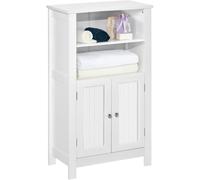 Shally Dogan Meuble de Salle de Bain autoportant, Armoire de Salle de Bain avec 2 Portes et 2 étagères extérieures, Armoire de Sol Polyvalente, Meuble de Salon, Cuisine, Bureau, 50 x 30 x 92,5 cm