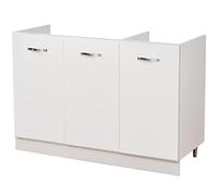 Shally Dogan Meuble sous-sol pour cuisine avec trois portes et deux compartiments, meuble modulaire avec structure en bois solide et résistant, couleur blanche, dimensions 120 x 50 x 85 cm