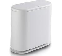 Shally Dogan Poubelle de salle de bain, capacité 9 litres, poubelle en polyuréthane avec ouverture à pression, design moderne, peu encombrant, anti-odeur 32,5 x 15 x 32 cm (blanc)