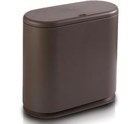 Shally Dogan Poubelle de salle de bain, capacité 9 litres, poubelle en polyuréthane avec ouverture à pression, design moderne, peu encombrant, anti-odeur 32,5 x 15 x 32 cm (marron)