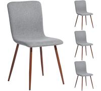 Shally Dogan Set 4 Sedie per Sala da Pranzo Grigio Con Gambe Effetto Legno Seduta Ergonomica Lot de 4 chaises, Métal, Tissu Linen, Gris, 42,5 x 45 x 87 cm