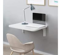 Shally Dogan Table Murale Pliante 60 x 40 cm en Bois, étagère Murale Pliable, économe en Espace, Bureau pour PC, Table à Manger, Salon, Salle de Bain, Cuisine (Blanc)