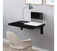 Shally Dogan Table Murale Pliante 60 x 40 cm en Bois, étagère Murale Pliable, économe en Espace, Bureau pour PC, Table à Manger, Salon, Salle de Bain, Cuisine (Noir)