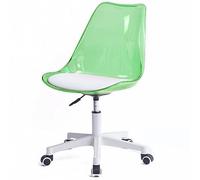 Shally Dogan Vert Chaise roulettes et Dossier Transparent Fauteuil de Bureau, Polyuréthane, Standard