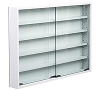 Shally Dogan Vitrine pour Collections et Miniatures, vitrine d'exposition pour collectionneur, Design Moderne avec Lignes carrées, Tableau d'affichage en Bois de Couleur Blanche, 80 x 10 x 60 cm