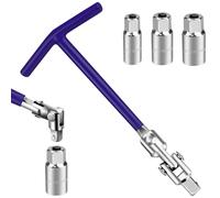 shallyong ougie, Clés à Bougie D'allumage 16/18/21 mm, Jeu de Clés à Bougie à Poignée en T, Arrache Roulement, Jeu D'outils pour Bougies D'allumage pour Voitures et Motos (Bleu)