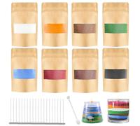 shallyong Sable de Bougie 8 Couleurs, Kit Bougie, Bougies Perlées, 400g de Cire de Bougie avec 20 Mèches, Cire Vegetale pour Bougie, pour Loisirs Créatifs, Noël, Thanksgiving