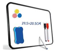 shallyong Tableau Blanc Magnétique 30x21cm, A4 Tableau Blanc Effaçable Double Face, Petite Ardoise Blanche Magnétique pour Enfants et Bureau, avec Aimants, Marqueurs et Effaceur