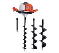 Shalmidor Tarière à essence 1,9 kW | 8500 tr/min, 1,98 CV moteur monocylindre, perceuse à essence avec 3 forets (4-6-8"), profondeur max. 80 cm, foret avec poignée ergonomique pour construction de