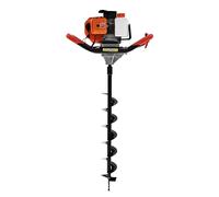 Shalmidor Tarière à essence 1,9 kW | 8500 tr/min, moteur monocylindre 1,98 CV avec 3 forets (4-6-8"), profondeur max. 80 cm, foret avec poignée ergonomique pour construction de clôtures, jardin (1,9