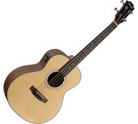 Shaman ABM4-50E-NT Basse acoustique 4 cordes - Basse courte compacte avec micro intégré, électronique piézoélectrique & accordeur, corps en acajou et épicéa, idéale pour la scène et la maison