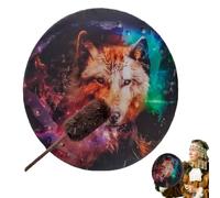 Shaman Drum Wolf - Wood Leather 25x25cm | Handcrafted Celtic Frame Drum