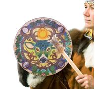 Shaman Drums For Adults - Wood 25x25x5cm | 9 Inch Deer Head Shaman Drum, Sound Healer Instrument | Spiritual Music Percussion Drum For Meditation Reflection Ritual Healing Siberian Style