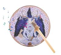 Shaman Drums Tambour à main de 9 pouces, instrument de conception de tête de loup | Véritable artisanat sibérien pour musique spirituelle, réflexion symbolique, pratique de méditation