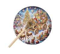 Shaman Tambour à main en bois de Noël de 25,4 cm avec baguette de tambour | Outil de guérison sonore pour musique spirituelle, décorations d'intérieur, outils de chaman