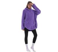 Shamdon Home Collection Sweat Plaid Adulte Unisexe Oversize à Capuche en Flanelle Douce - Longueur 77 cm, Poche Forme Pomme, Manches Longues, Chaud pour Hiver, Canapé, Cocooning et Détente