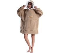 Shamdon Home Collection Sweat Plaid Adulte Unisexe Oversize à Capuche en Flanelle Douce - Longueur 90 cm, Poche Forme Pomme, Manches Longues, Chaud pour Hiver, Canapé, Cocooning et Détente