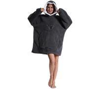 Shamdon Home Collection Sweat Plaid Adulte Unisexe Oversize à Capuche en Flanelle Douce - Longueur 90 cm, Poche Forme Pomme, Manches Longues, Chaud pour Hiver, Canapé, Cocooning et Détente