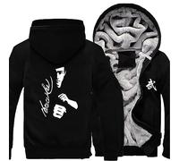 SHAMMA 2023 Nouveaux Sweats à Capuche pour Hommes pour Bruce Lee Veste Polaire Zipper Manteaux d’Hiver Pull Chaud Sweat-Shirt Poids Lourd épais Vêtements d’extérieur à Manches-B||XL