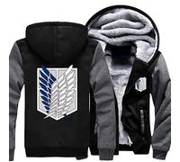 SHAMMA 2023 Sweats à Capuche d’Hiver pour Hommes pour Attaque Titan Fleece Manteaux Zip Up Jacket Pull Chaud Épais Sweat-Shirt Poids Lourd Oversized Workout Outerwear Outerwear-A||XXL