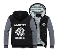 SHAMMA Mens Full Zip Up Sweats à Capuche Sweashirts pour Supernatural Fleece Lined Coats Warm Thick Hooded Jackets Fall Winter Outerwear Tops with Pockets-A||M