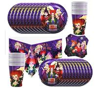 SHAMO Hocus Pocus Theme Party Tableware,Party Decoration Scary Witches Witch Sisters,Crazy Party Tableware Birthday Party Kids Party Decoration, Halloween Party, (M058)