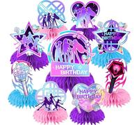 Shamoparty Lot de 9 décorations de table disco en nid d'abeille - Décoration de table - Dancing Queen Party - Décoration disco tendance pour fille - Thème musical - Décoration de fête - Décoration de