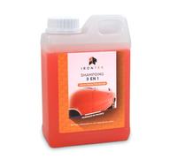 Shampoing 3 en 1 Carrosserie 1 L | IRONTEK Expert Auto | Nettoyant auto lustrant peinture | pH neutre, Cire protectrice incluse, Film protecteur longue durée - Brillance & Protection rapide