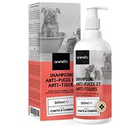 Shampoing Anti Puces Chien & Chats - 500ml Anti Tiques Chien, Chiot, Chaton & Chat - Adapté aux Peaux Sensibles - Formule avec Huile d'Amande Douce, Huile d'arbre à Thé, Camomille, Avoine et Coco