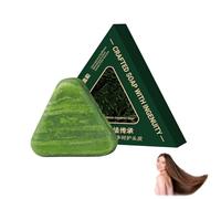 Shampoing au savon vert, Shampoing solide Nature Triangle, Savon solide naturel à base de plantes, Soin capillaire nourrissant pour un cuir chevelu sain, pour femmes et hommes