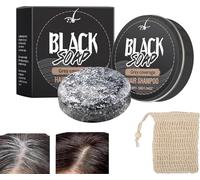 Shampoing Cheveux Blanc Solide, Reverse Gray Hair Shampoing Solide, Anti Cheveux Blanc Savon Noir Cheveux, Anti Gray Bar Black Soap, Cheveux Gris Assombrissant Homme Savon Noir (1PC)