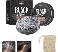 Shampoing Cheveux Blanc Solide,Reverse Gray Hair Shampoing Solide,Shampooing Colorant Cheveux Blancs,Anti Cheveux Blanc Savon Noir Cheveux Anti Gray Bar Black Soap,Cheveux Gris Assombrissant Savon (1)