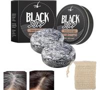 Shampoing Cheveux Blanc Solide,Reverse Gray Hair Shampoing Solide,Shampooing Colorant Cheveux Blancs,Anti Cheveux Blanc Savon Noir Cheveux Anti Gray Bar Black Soap,Cheveux Gris Assombrissant Savon (2)