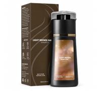 Shampoing Colorant 200 ml pour Cheveux Blancs, Pose Rapide，Brun Clair：2 | double pompe pour un mélange homogène et une application ciblée sur les racines