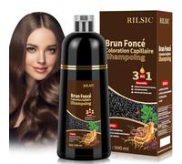 Shampoing Colorant Brun foncé Hair Dye Shampoo 3 en 1,Shampooing Instantané pour Cheveux,Shampooing Colorant Cheveux Blancs,Color Shampoo pour Hommes et Femmes 500ml(Brown)