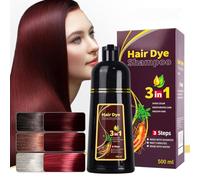 Shampoing Colorant, Couvre les Cheveux Gris en,simple et facile à utiliser,Transformation Facile pour Cheveux Élégants, Avec Extraits de Ginseng et Ganoderma,500 ml (Deep wine red)