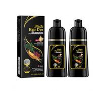 Shampoing Colorant Noir 3 en 1, Cheveux Gris Couverts en 10 Min | Au ginseng et ganoderma, facile à appliquer pour homme et femme, aide à obtenir une couleur noire uniforme et brillante.