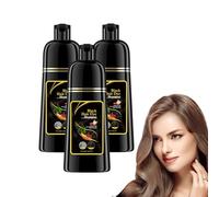 Shampoing colorant noir 3 en 1 - Shampoing colorant noir aux plantes - Couverture longue durée des cheveux gris, formule hydratante, couleur instantanée aux ingrédients végétaux, 100ml (3 bouteilles)