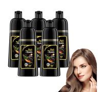 Shampoing colorant noir 3 en 1 - Shampoing colorant noir aux plantes - Couverture longue durée des cheveux gris, formule hydratante, couleur instantanée aux ingrédients végétaux, 100ml (5 bouteilles)