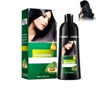 Shampoing colorant noir - 3 en 1 : Shampooing, teinture et soin capillaire instantané - 400 ml - Shampoing colorant pour cheveux gris - Coloration capillaire à l'huile d'argan (nature)