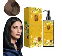 Shampoing colorant nourrissant à base de plantes, ingrédients végétaux pour une couverture des cheveux gris, nuances longue tenue noir de jais, adoucit et ajoute de la brillance (Marron châtain)