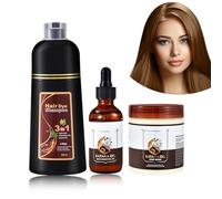 Shampoing de coloration pour cheveux au café, 500 ml + 50 ml d'huile de batana + masque de 300 g, shampooing anti-gris, kit de soins capillaires unisexe