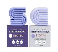 Shampoing Et Revitalisant En Barre Biotin Purple Pour Neutraliser Les Tons Cuivres Et Jaunes Pour Les Cheveux Blonds, Gris Argentes Et Meches, Shampoing Solide Et Revitalisant Solide