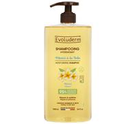 EVOLUDERM - Shampoing Hydratant Monoï à la Folie - 1000 ml - 95% d'Origine Naturelle - Végan - Fabrication Française