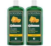 Shampoing LOGONA aux cosmétiques naturels - Bière et miel bio - Donne un beau volume, force et plénitude aux cheveux fins - Finition brillante - Avec des extraits de plantes bio (Lot de 2)