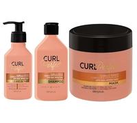 Shampoing + masque à rincer + masque sans rinçage | Pack Curl Perfect Deliplus cheveux bouclés adaptés à la méthode Curly | 400 + 400 + 200 ml