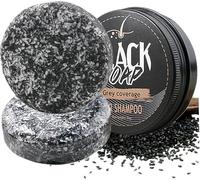 Shampoing Noir Anti Cheveux Blanc,Shampoing Cheveux Blanc Solide,Reverse Gray Hair Shampoings Solide,Anti Gray Bar Black Soap,Cheveuxs Gris Assombrissant Homme Savon Noir (2)