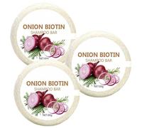 Shampoing Oignon, 3PCS Onion Biotin Shampoo Bar, Nourrissants Oignon Romarin Shampooing Savon Pour Pousse Cheveux, Hydratant Purifiants Oignons Biotine Shampooings Savon Romarins Cheveux Savons Barres