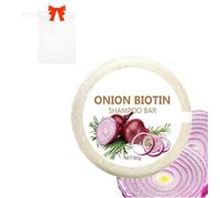 Shampoing Oignon,60g Onion Biotin Shampoo Bar Onion Romarins Shampooing Savon,Mousse Douce Contrôle Frisottis Conditionneur Purifiant Nourrissant Adultes Hommes Femmes (2)